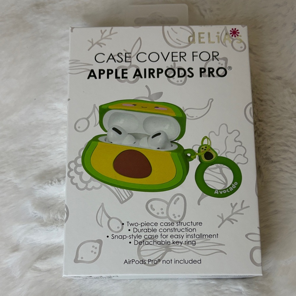 dELiA*s Avocado Green and Yellow Silicone AirPods Pro Case with Key Ring/Charm